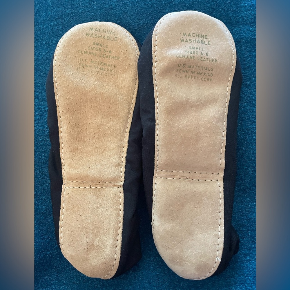 VINTAGE 1989 SNUG TREDS Comfort Stretch Slippers Suede Sole Black Sz S 5-6 - Picture 7 of 8